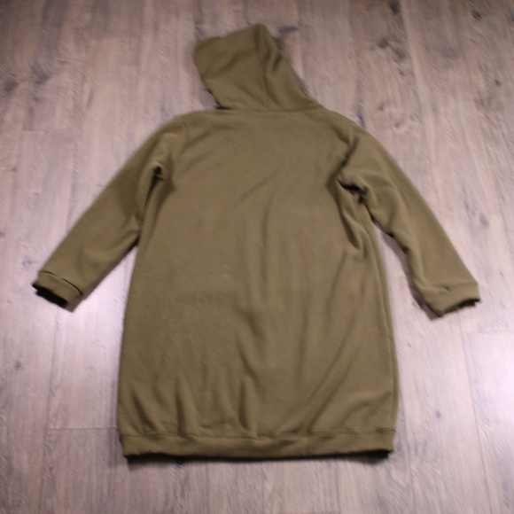 0405 Oversized Olive Longline Hoodie Zip-Up Sweatshirt – 3XL - Picture 2 of 5